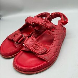 Chanel Dad Red Sandals Sandal Size 7